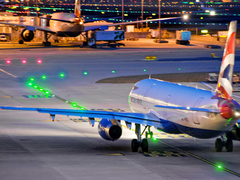 Airplanes at Heathrow runway.