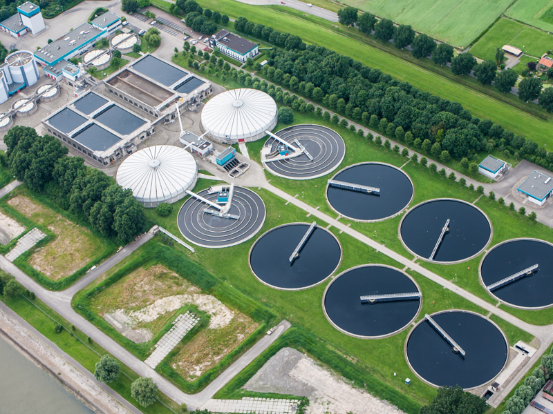 ariel image of a water treatment plant.