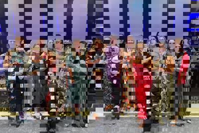 A group of people celebrating 