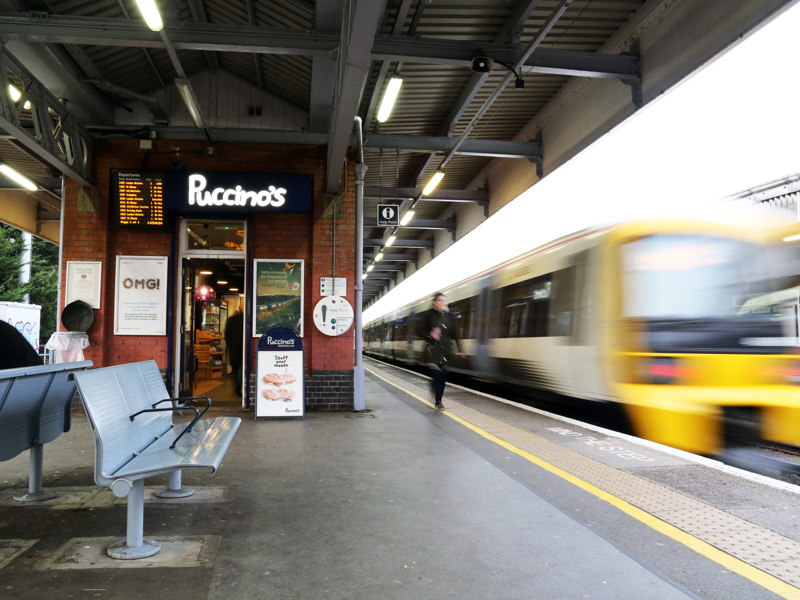 Train at a platform.