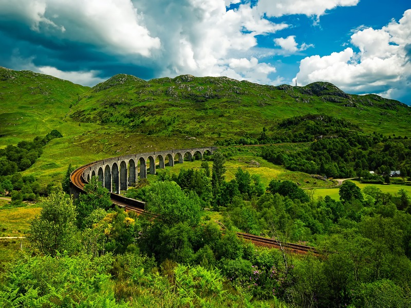 Image of a rail track in rural Scotland.