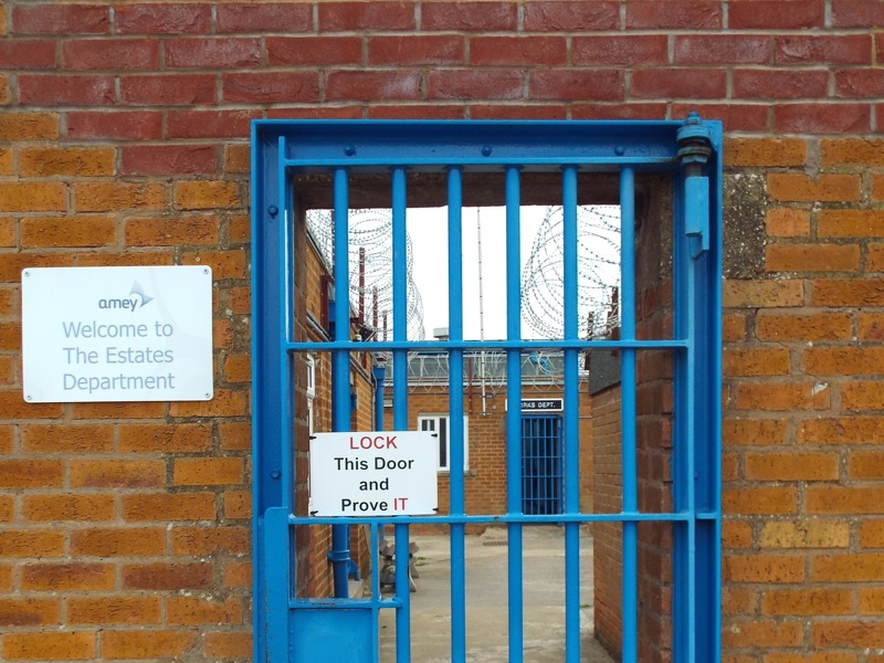 Image of a secure entrance to a prision.