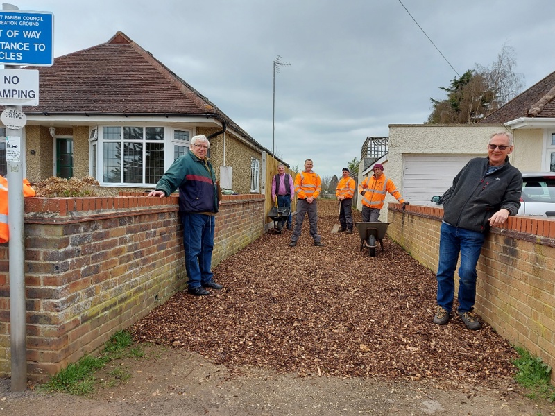 Image of Amey employees resurfacing a pathway at Dalton Barracks.