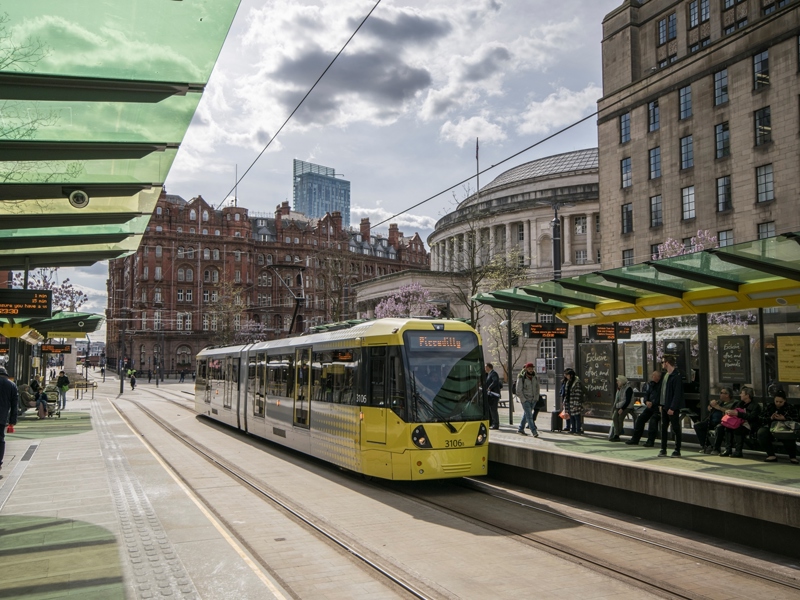 a yellow tram.