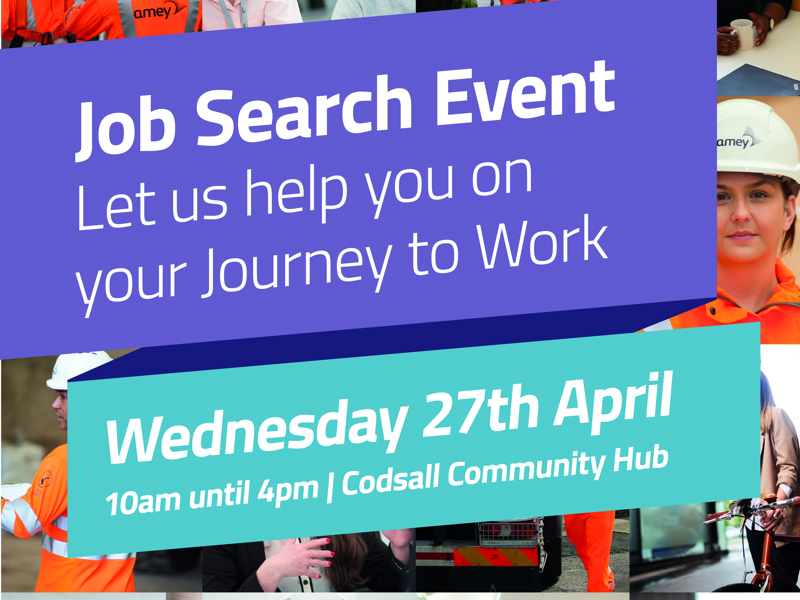 Job search event poster.