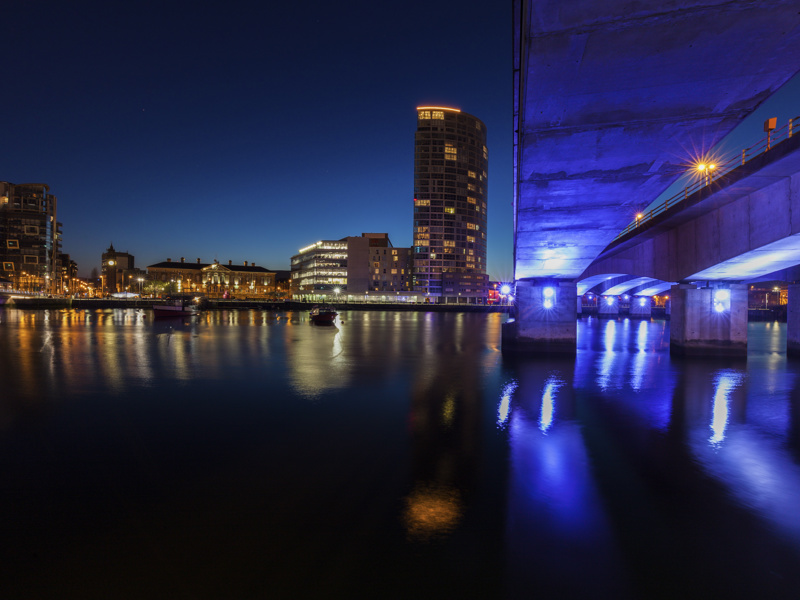 Night time image of Belfast.