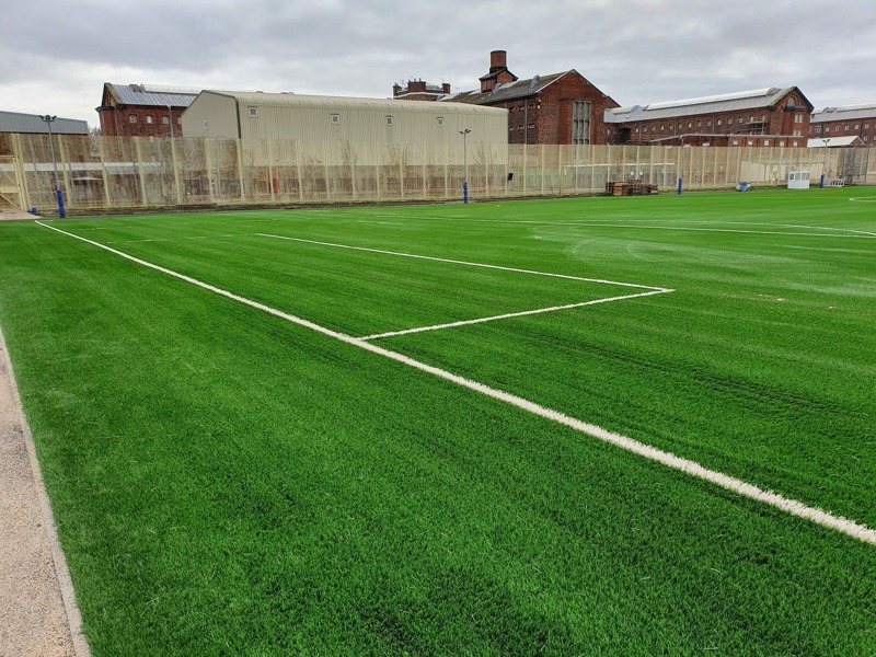 Image of an outdoor recreational area in a prison.