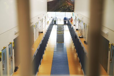 Hallway image of a prison.
