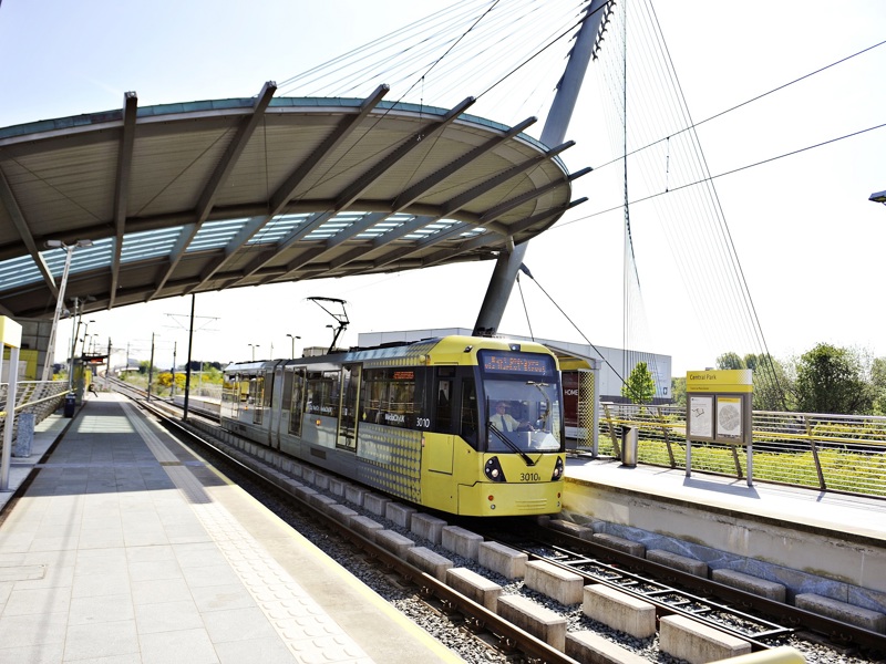 Train at a platform.