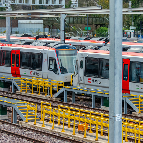 Multiple trains parked as a depot