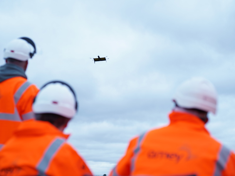 A drone in flight.