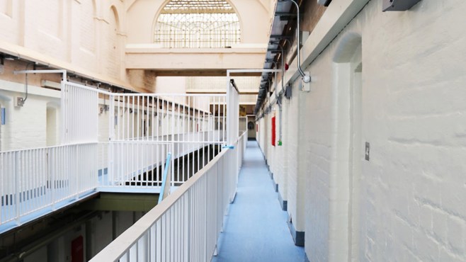 Hallway inside of a prison
