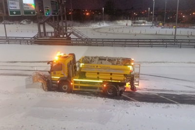 Image from height of a gritter in the snow