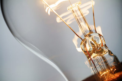 Close up image of a lightbulb filament 