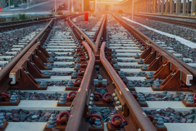 Up close image of rail tracks