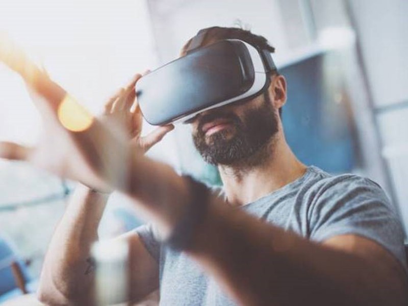 a man wearing a VR headset 