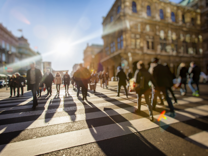 People on a zebra crossing