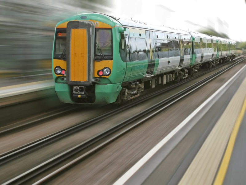 Image of a train at speed.