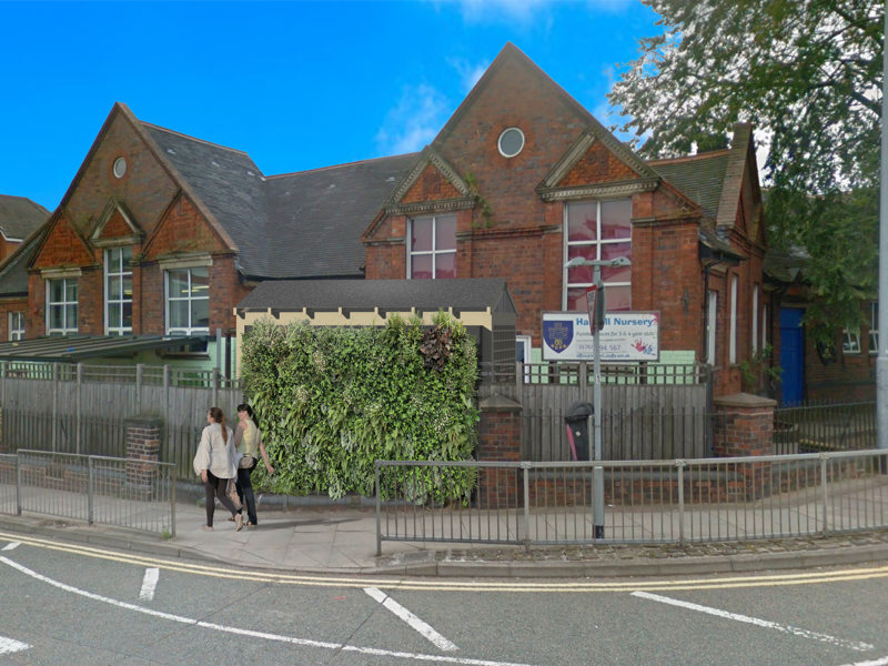 Image of a nursery from a street view.